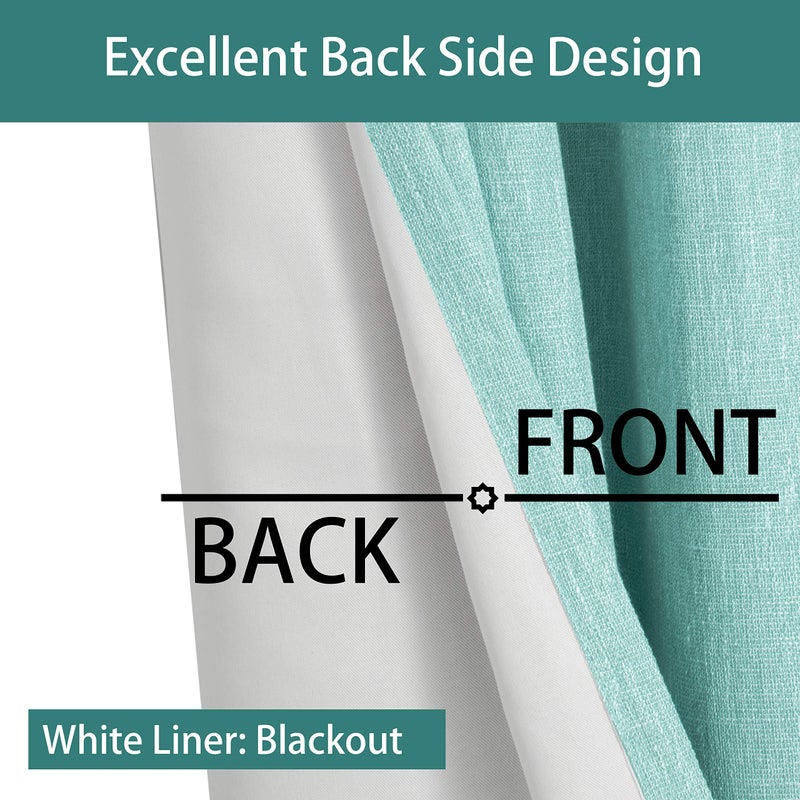 LORDTEX Linen Look Textured Blackout Curtains with Thermal Insulated Liner - Heavy Thick Grommet Window Drapes for Bedroom, 40 x 84 Inches, Seafoam, Set of 2 Panels - Image 4